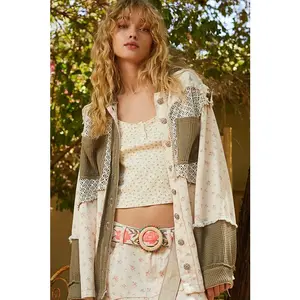 Balloon Sleeve Frayed Edge Detail Hoodie Jacket