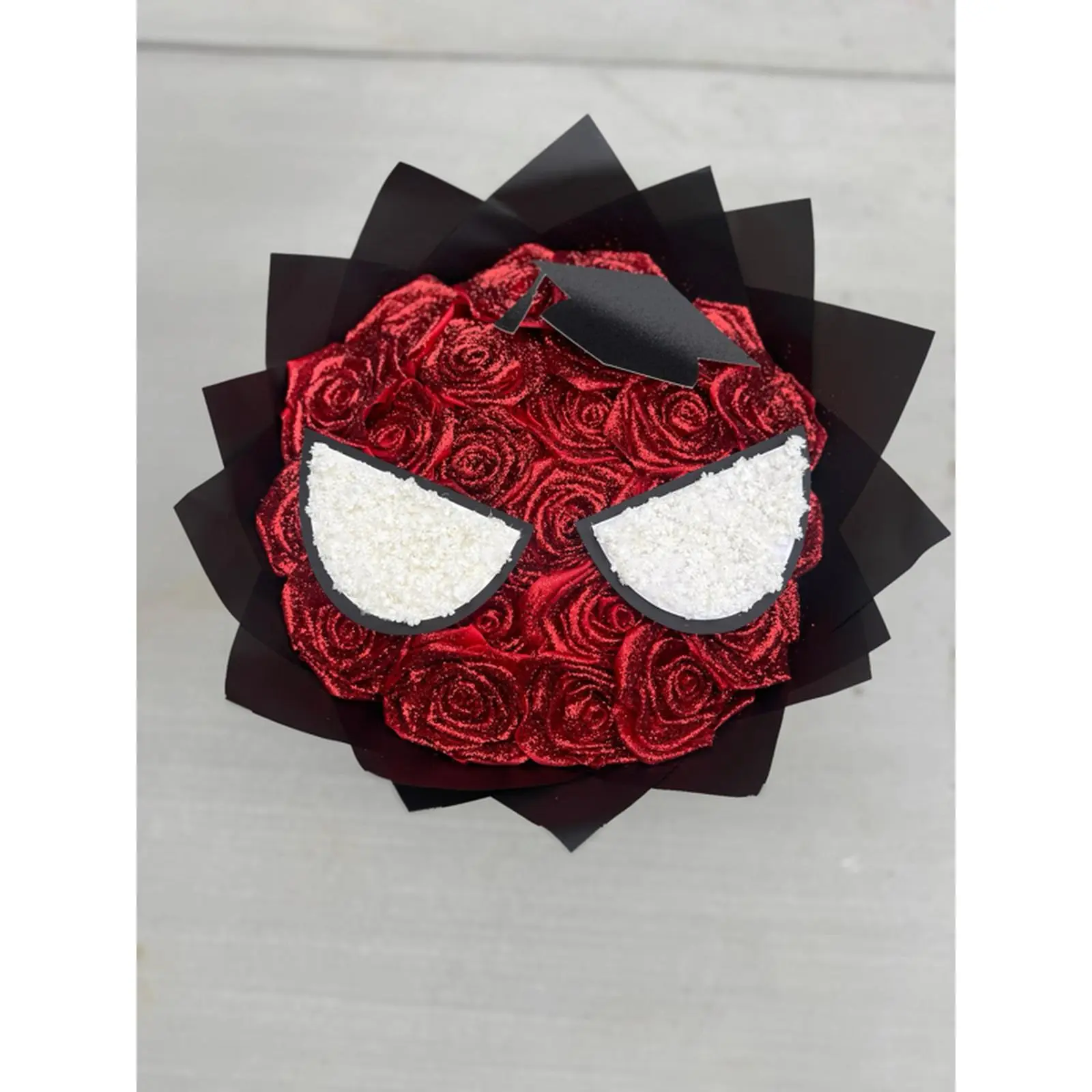 Spider-Man Graduation Bouquet 20 Count Red Satin Roses for Special Occasions