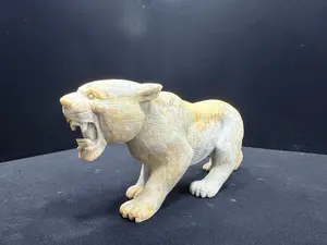 Nature crystal coral jade leopard carving a perfect gift for best friends, mothers, wives, or as a desktop decoration. Ideal for Halloween or home decor.