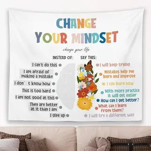 Colorful Wall Tapestry Suitable for Classroom Children, Mind-Change Tapestry, Inspirational Floral Tapestry Suitable for Bedroom Therapy Office School Counselor Single Tapestry