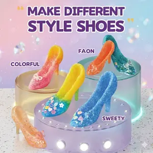 DIY Sparkling High Heels Jelly Sand Mold Kit, 6 Squeezable Glitter Mini Heels, Kids DIY Craft Toy with Sequins, Fidget Squeeze Toys for Girls (Not Wearable)