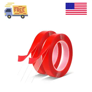 Double Sided Mounting Tape 2 Pack Heavy Duty, (3/4" Width, Total 20 FT) Clear Adhesive Waterproof Removable