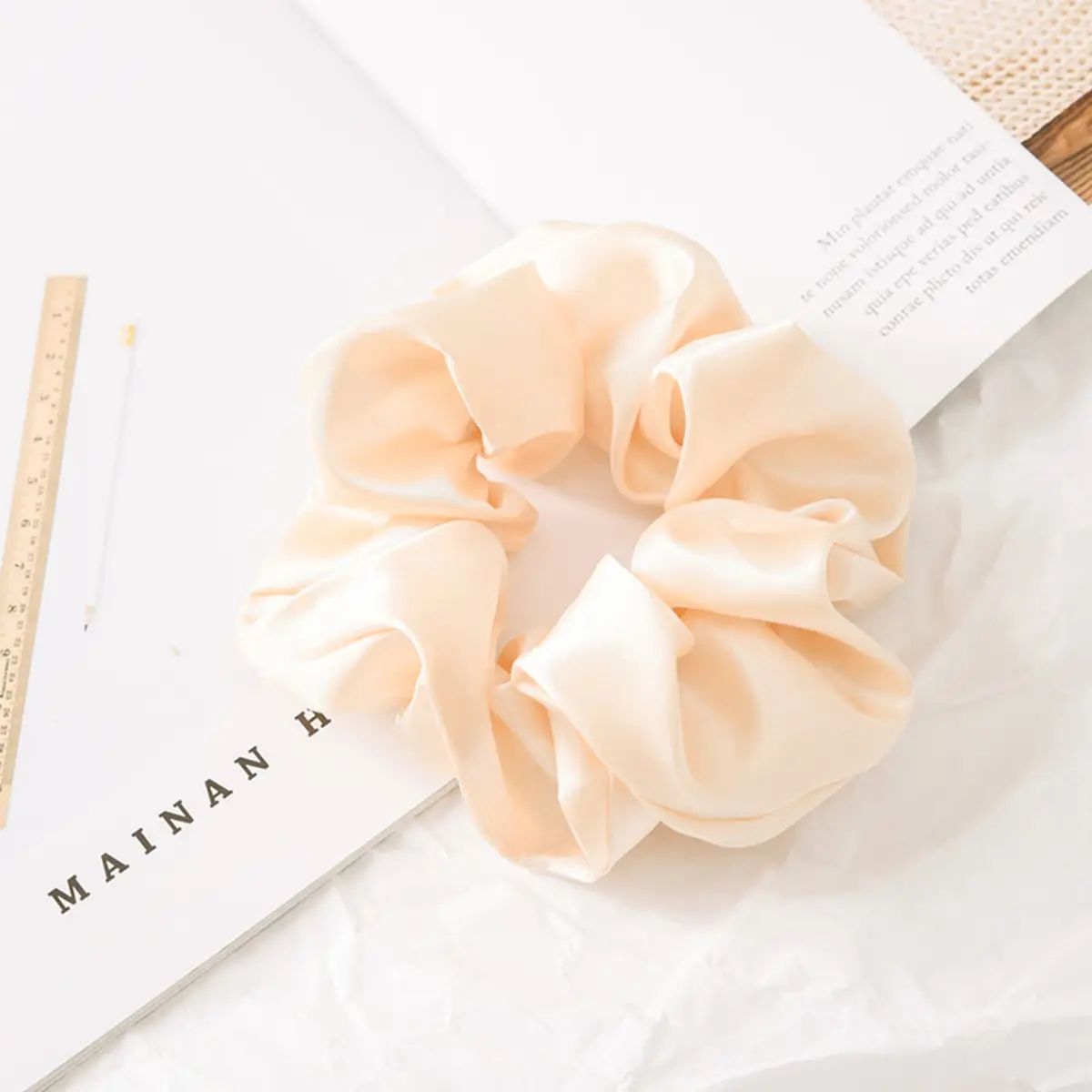 OQ Hair 1 Count Silk Satin Hair Tie For Women Girls Hair Elastic Bands Ponytail Holder Soft Hair Scrunchines Accessories