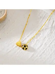 Trendy Minimalist Sports Themed Alloy Heart Necklace for Women Basketball Volleyball Inspired Pendant Necklace Stylish Daily Wear Jewelry