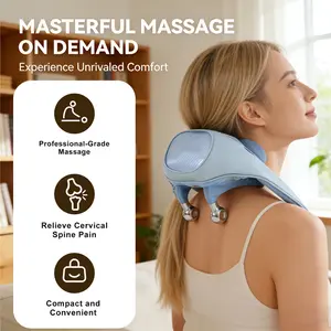 Neck Shoulder Back Massager with Soothing Heat Therapy | Deep Tissue Kneading for Muscle Tension Knot Pain Relief | Portable Wireless Rechargeable Ergonomic Massage Pillow for Home Office Travel | Self Care Gift Adjustable Adjustable Daily