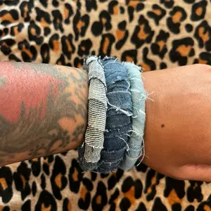 Denim Wrapped Bangles – Indigo + Midnight Blue + Slate – Choose Single / Double / Full Stack