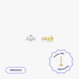 Mini Crown Titanium Flat Back Stud (Single)