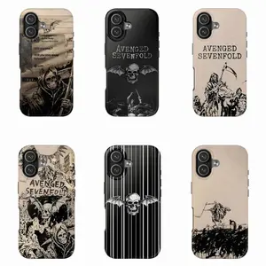 Avenged Sevenfold A7X Skull Bat Logo Metal Band Art Tough Phone Case. Edgy Goth Aesthetic Heavy Duty Shockproof Protective Smartphone Cover for iPhone 17 Pro Max 16 Air 15 14 13 12 11. Graphic Fan Accessory.