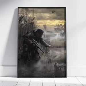 [SALE UP TO 40%] [Unframed] Post-Apocalyptic Soldier Wall Art | Tactical Sniper Premium Matte Poster | Wasteland Survivor Decor | Military Gaming Room Print