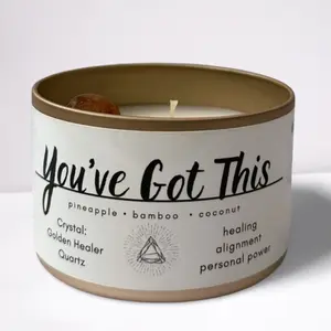 You've Got This | Golden Healer Quartz Crystal Candle With Healing Power, Boosting Confidence | 100% Non Toxic, Eco Friendly | Natural Aroma