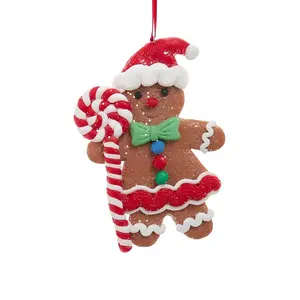 Gingerbread Girl with Candy Cane Lollipop Ornament