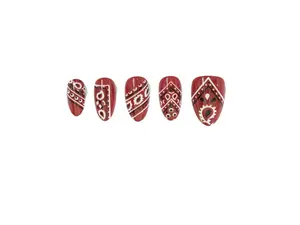 Ranch Hand Collective Cody Press On Nail Set - 32 Red and White Western Bandana Print Western Nails