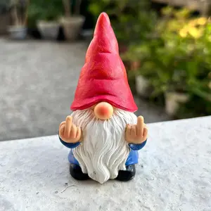 DAISY DOSE Middle Finger Gnome Mini 3.5in,Double Bird Gnome - Naughty Funny Outdoor Decoration for Yard Patio Lawn Ornament and Home Decor,Fairy Garden