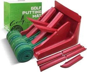 Funny Putting Green Indoor Golf Mat Practice Outdoor with 4 Ramp Tracks and Ball-Return - Portable Putting Mat for Home, Backyard Game - Golf Gifts for Men & Women