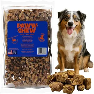 PAWW CHEW Beef Lung Dog Treats - 100% Natural, Single Ingredient, (1 Pound) Made in the USA, Dried & Dehydrated, High Protein, High Value Dog Training Treats, Grain Free, Low-Odor Free for All Breeds