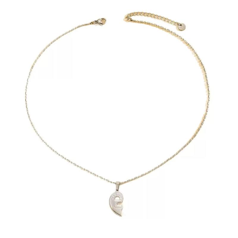 Gold-plated couple Heart Lock Necklace – Titanium Steel Matching Set