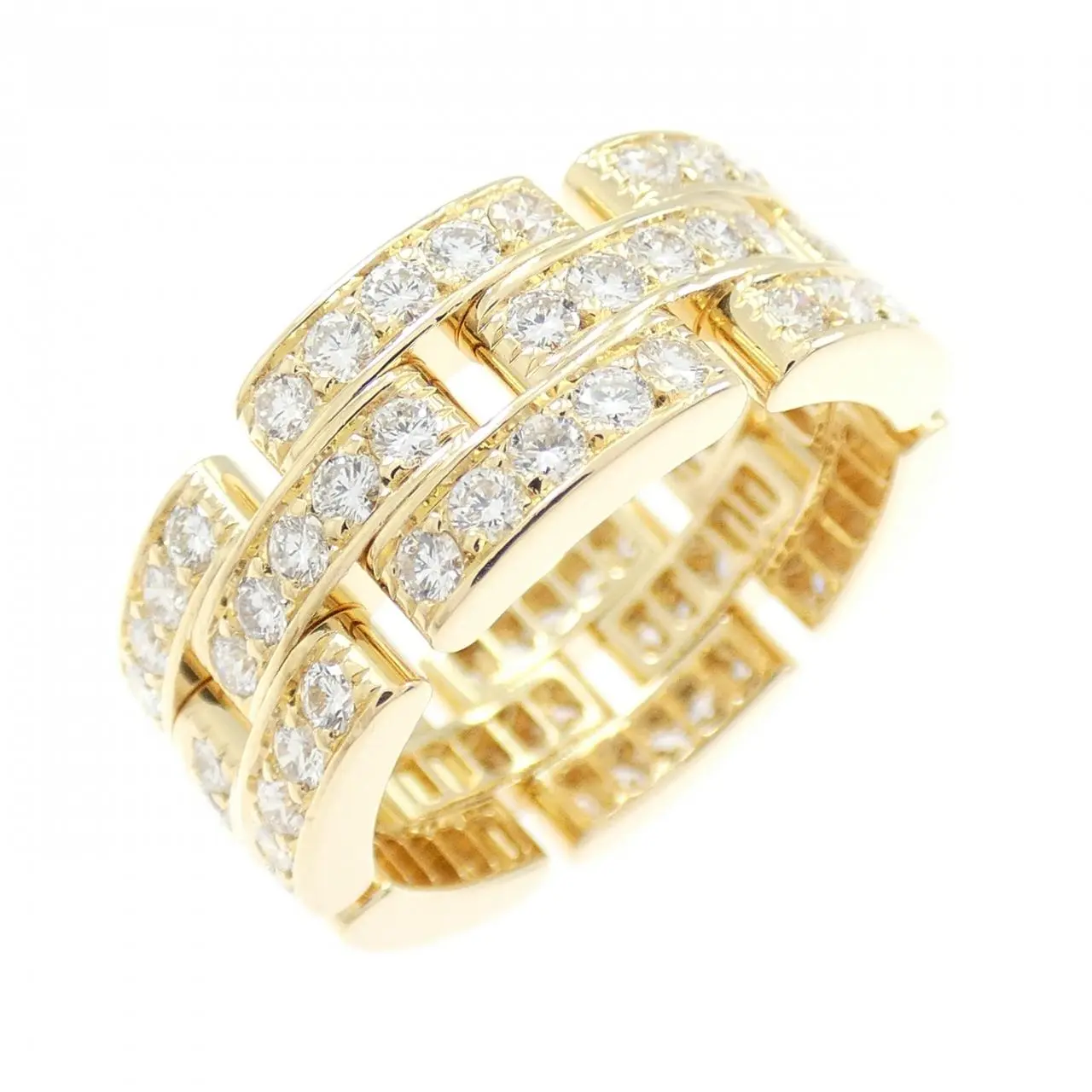Cartier Maillon Panthere Diamond 750 Yellow Gold Ring Size 12