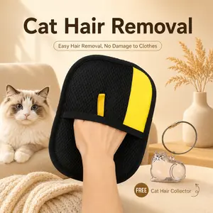 [Upgraded] Pet Hair Removal Glove for Cats & Dogs, Reusable Electrostatic Fur Remover Mitt, Large Grooming Glove for Couch, Furniture, Carpet & Car Seats, Includes Cat Keychain