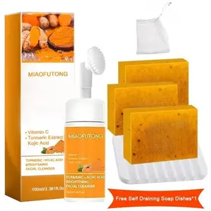 Turmeric Wash and Care two PieceSetTurmericCleansing Mousse, Turmeric SoapFacialCleansing Skincare FacialCleansing CleanserFacial Wash Comfort Deep Pore Cleaning