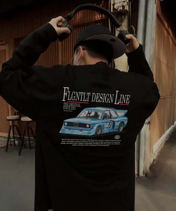 Vintage Racing Car Graphic Sweatshirt | Retro European Sports Car Back Print Crewneck | Unisex Aesthetic Streetwear Pullover Sweater | Casual Oversized Fall Clothes