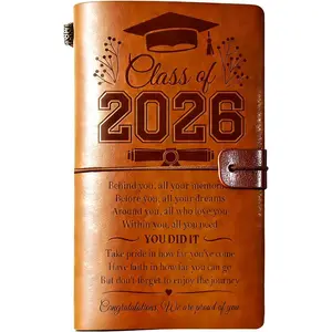 140 Page Refillable Leather Journal Class of 2026 Graduation Gifts for Her Him, Perfect Grad Gift Ideas for High School College Women Men Graduates