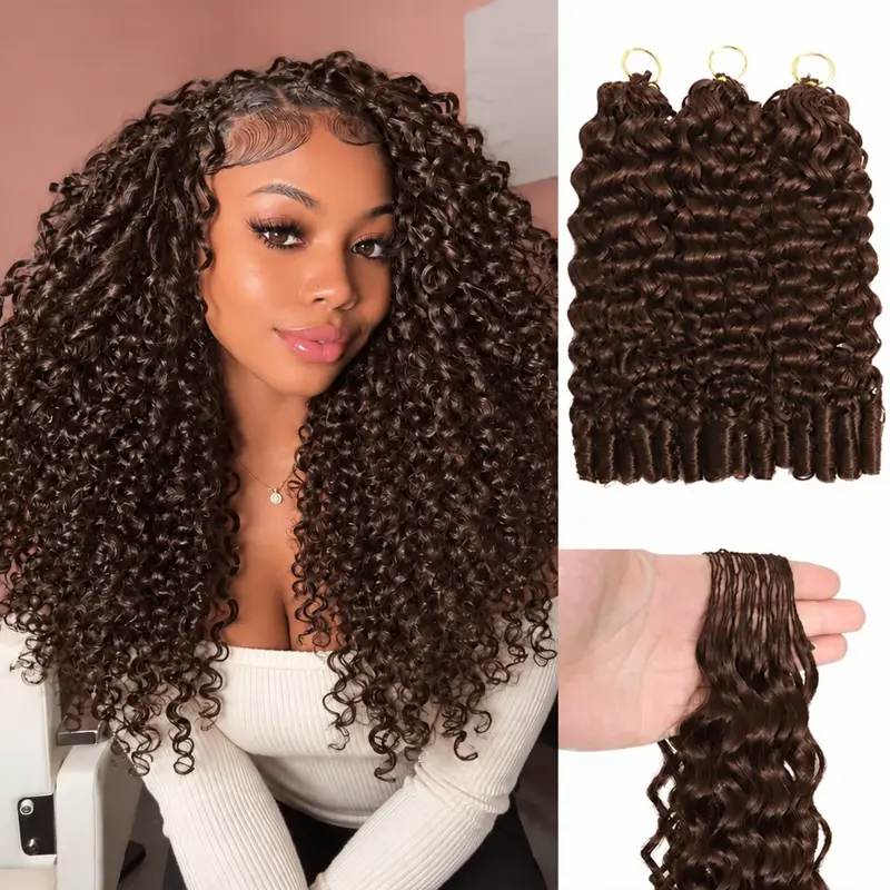 【New Color】Asakiss #4 Chocolate Brown Burmese Curly Crochet Hair Human Hair for Miracle Knots, Pre-Separated Knotless Braiding Hair,with Black, P4/27 Highlight & 99J Burgundy Options, 50g 40 Strands/Pack, Easy Install Protective Style