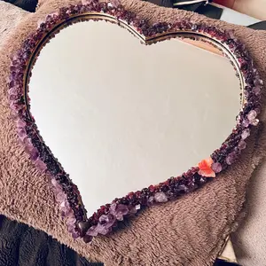 Garnet & Amethyst Encrusted Heart Shaped Wall Mirror