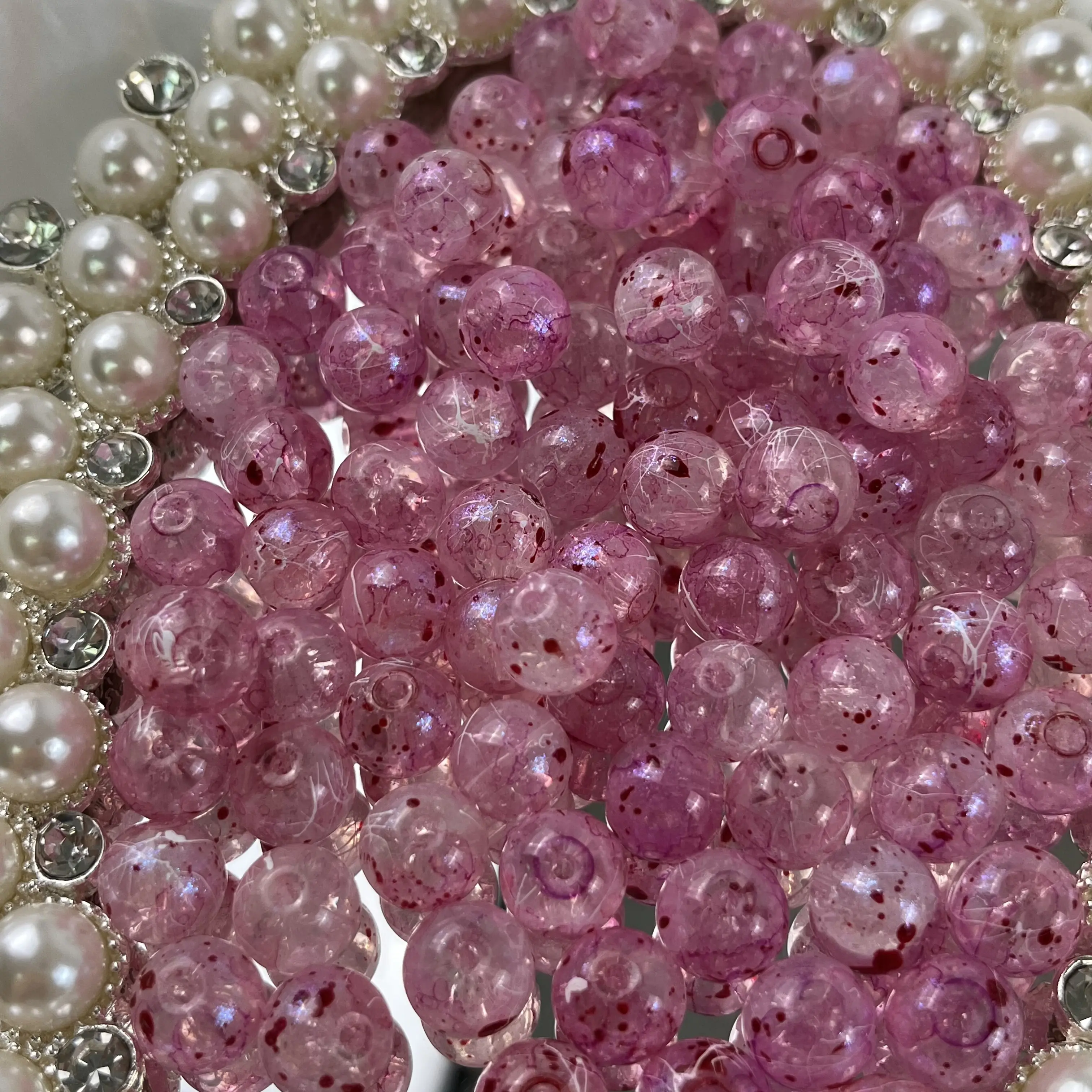 [G10]10mm pink crackle bead 40ml