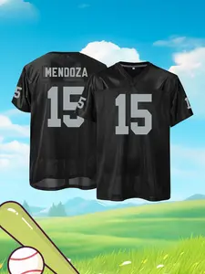 Unisex Breathable Mesh Football Jersey, Black & Gray Casual Sport Top with Number 15 Embroidery, for Game Day and Streetwear