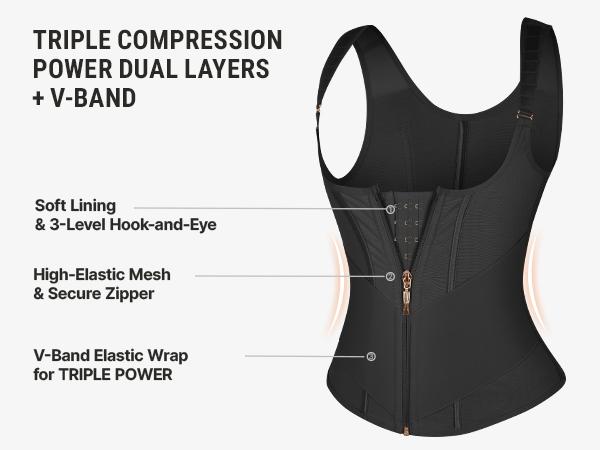 Feelingirl FeelVibe Waist Trainer for Women Latex Waist Trainers Vest Adjustable Wide Straps SpringStatements