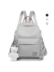 Lightweight Waterproof Oxford Cloth Anti-Theft Backpack for Women, New Student Book Bag with Bear Charm, Durable Commuter Bag