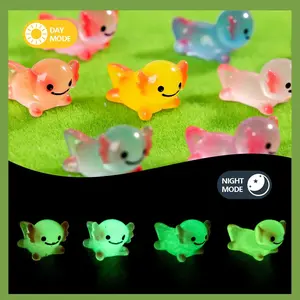 20pcs Cute Resin Salamanders, Multicolor Smiling Mini Glow-In-The-Dark Animal Figurines, Garden Sculptures Statues, Garden Micro Landscape Decor, Bonsai Decoration, Garden Accessories