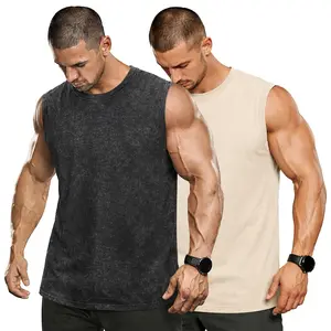 [Solid Color] 2 Packs Vintage Solid Color Unisex Classic Cotton Crew Neck Tank Tops S-5XL Sizing Pure cotton basic Vest breathable suitable Tank for daily wear Essential Basic Wear