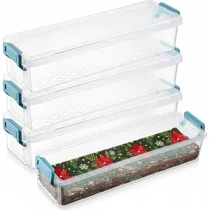 4 Blue Fabric Strip Case Jelly Cotton Fabric Patchwork Roll Storage Case Bulletin Board Border Bolt Storage Sewing Cloth Box for 2.5 in Cloth Strips Art Craft Organizer (13 x 4 x 3 in)
