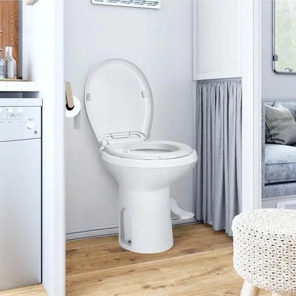 YITAMOTOR RV Toilet High Profile Gravity Flush with Hand Sprayer Pedal Flush for Car Travel Motorhome Caravan