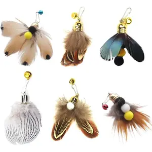 Toys Replacement   Wand Refills, 6 count     Feathers Refill, Interactive  Teaser Wand Attachments, with Bell