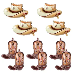 10 PCS Western Theme Balloons Cowboy Hat & Cowgirl Boot Foil Balloons for Bachelorette & Party Decor