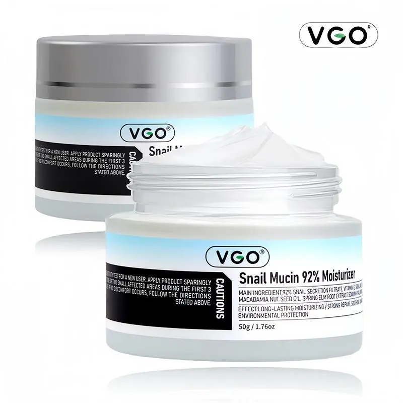 VGO Snail Mucin 92% Moisturizer Daily Face Gel Cream and Vitamin C Facial Serum Essence 60ml for Dry & Sensitive Skin, 50g/1.76oz Cleanser Moisture Moisturizing Skincare Hyaluronic Skin Repair Comfort