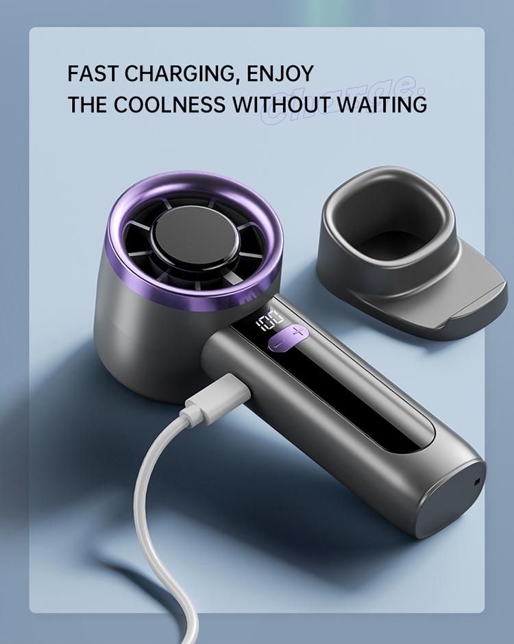 Portable Handheld Mini Fan with Digital Display-100 Levels High Speed Cooling Long Battery Life Rechargeable Powerful Turbo Fan, Pedestal or Desktop for Home Office outdoor