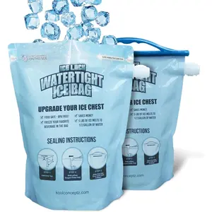Large Leakproof Ice Bag. Reusable Ice Pack for Cooler - Long Lasting Instant Cooler Ice Packs - Drop in Cubed Ice to Make Cold, Dry Freezer Packs for Coolers - Drink Your Ice When It Melts