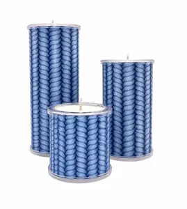 Coastal Knit Wrap Set for Your Wrap A Candle Bases | Cozy Blue Textured Design | Reusable Candle Wraps