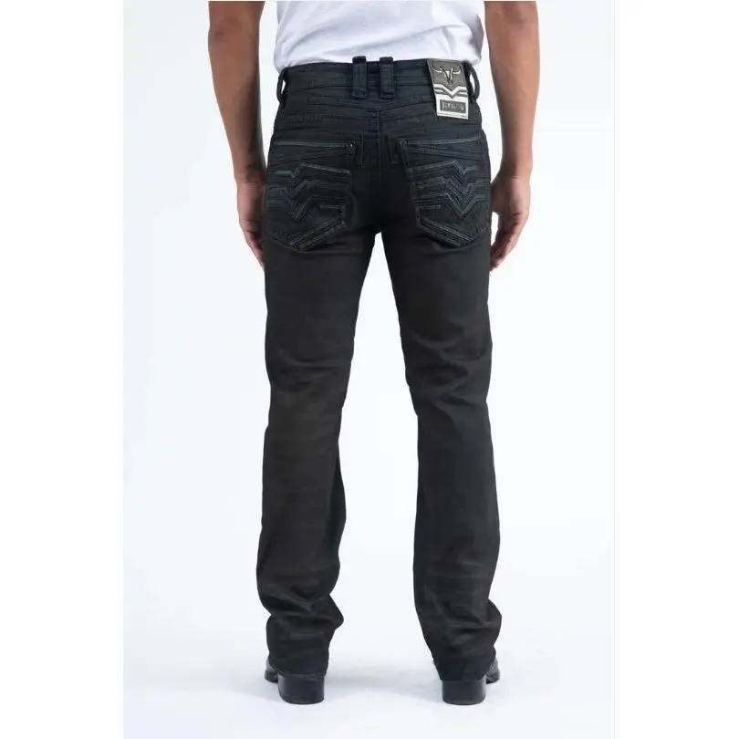 Platini Slim Bootcut Triple Stitch Denim Jeans- Black Washed