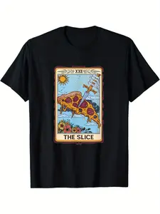 The Slice Tarot Card Funny Pizza Slice Pizza Lover Italian T-Shirt Summer Comfortable Casual Short Sleeve T-Shirt