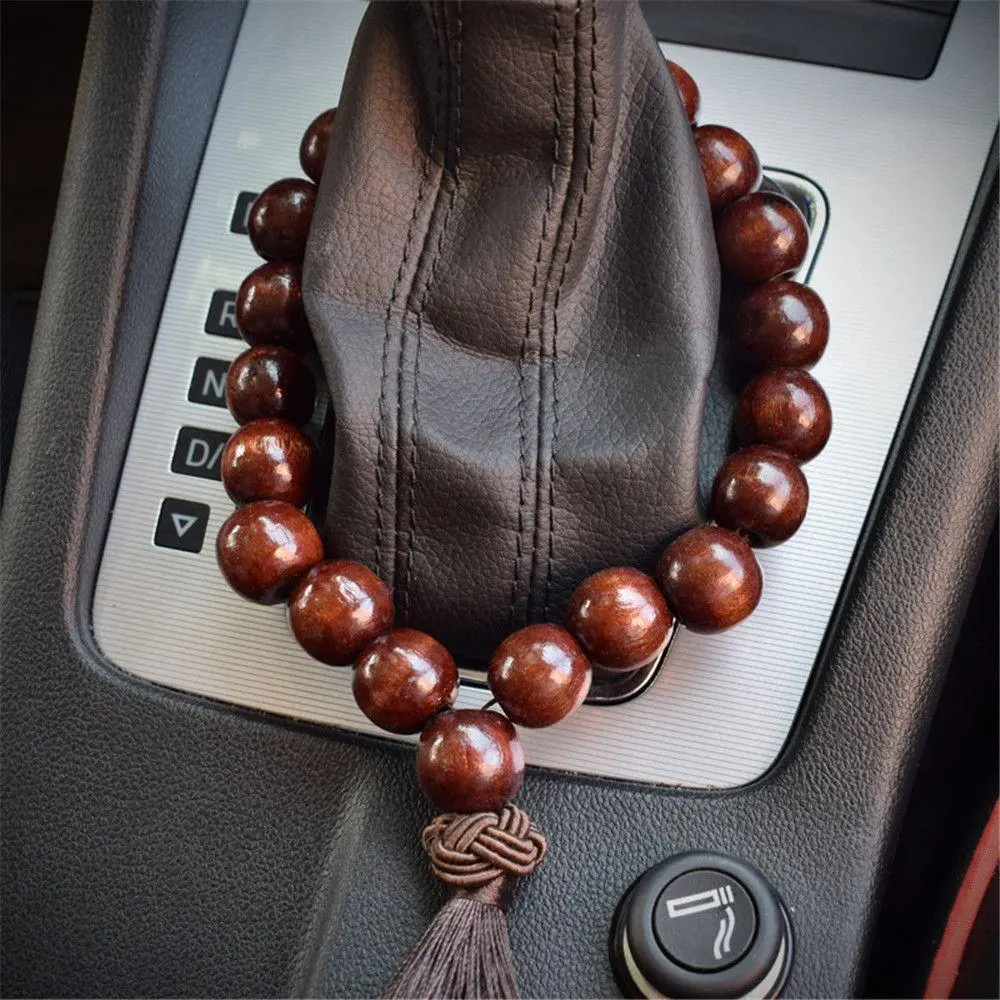 Wood Buddha Beads Car Rearview Mirror Hanging Pendant Interior Decor Ornament Prayer Blessings