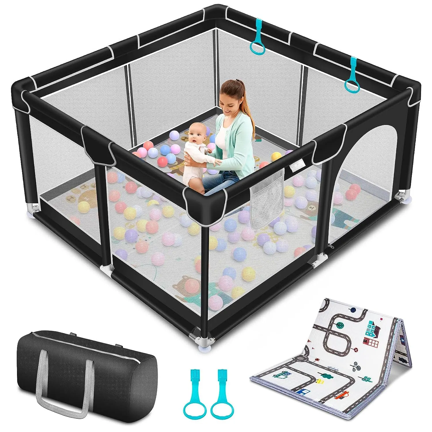 Baby Playpen, Indoor and Outdoor Playard, Play Pens for Kid Activity Center, Sturdy Safety Baby Fence with Breathable Mesh for Toddler playpen Summer Sale