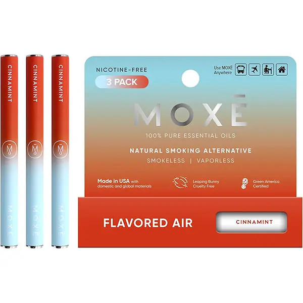MOXE Natural Cinnamint Smokeless Inhaler, Non-Electric Craving Relief, 3PK | Long-Lasting Aromatherapy Flavored Air Oral Fixation Support, On-the-Go Relaxation, Cooling Sensation, no batteries