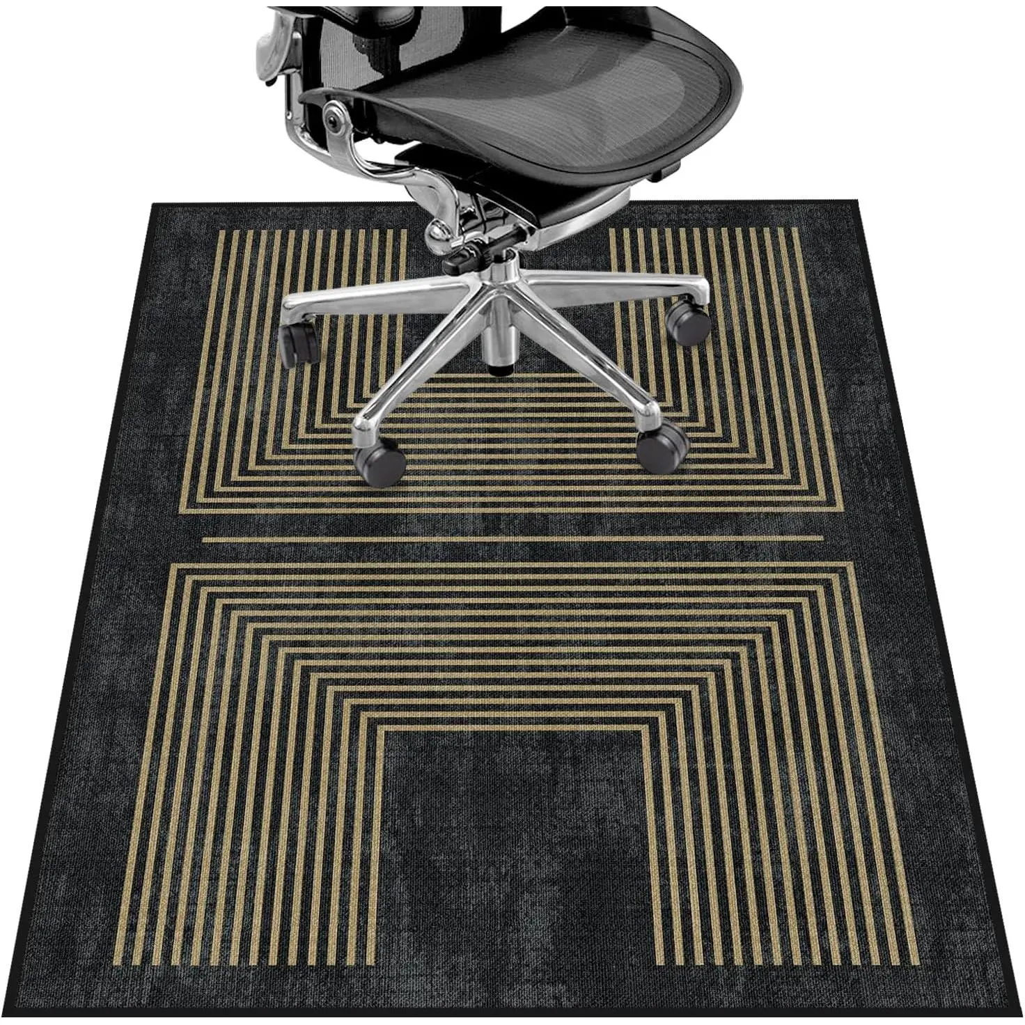Office Chair Mat for Hardwood Floor&Tile Floor,36"X 48" Heavy Duty Desk Chair Mat for Hard Floors,Under Desk Rug for Rolling Computer Chair,Anti Slip,Low Pile Carpet Floor-Geo Black