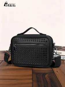 Men's Fashion Crossbody Bag, Casual Single Shoulder Bag, Rivet Design, Lightweight and Portable, Large Capacity, All Seasons, Casual Messenger Bags