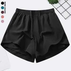 Women’s casual sports yoga shorts with elastic waistband and quick-dry fabric; suitable for running and gym workouts. Women’s athletic shorts/casual shorts/fitness shorts; faux two-piece running shorts; women’s gym training pants; anti-exposure women’s sh