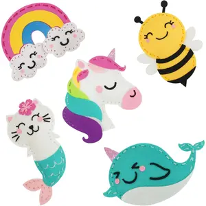 Kids Sewing Kit Make Your Own Creative Felt Plush Animals Toy Craft Art Set for Beginners, Girls Gifts for Children 6+